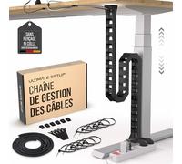Ultimate Setup Vertèbres de gestion des câbles sous le bureau - Parfait pour un bureau assis-debout - Gestion des fils - Longueur réglable - Tranche de câble flexible - Noir, 133 cm