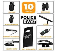 Ultimate Tout-En-Un Ensemble De Jeu De Rôle Policier Pour Les Enfants - Comprend Swat Shield, Ceinture Réglable, Lampe De Poche Et Plus, Construction En Plastique Durable, Police Uniform Halloween Acc