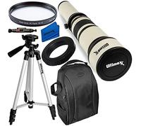 Ultimaxx 650-1300 mm (avec 2X- 1300-2600 mm) Téléobjectif Zoom Kit pour Canon EOS Rebel T3, T3i, T4i, T5, T5i, T6, T7 T6i, T6s, T7i, SL1, SL2, EOS 60D, 70D, 77D, 80D, 5D III, 5D IV, 6D, 7D, 7D II