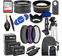 Ultimaxx Kit d'accessoires 58 mm pour Canon EOS Rebel T7, T6, T5, T3, T100, 4000D, 3000D, 2000D, 1500D, 1300D, 1200D 1100D, etc. Comprend 2 batteries LP-E10, kits de filtres, sac à dos et plus encore