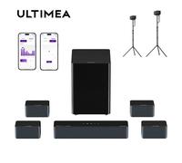 ULTIMEA 7.1 Barre de Son avec Dolby Atmos + Supports d'enceinte, Poseidon D80 Boom + Steady 310 (une paire)