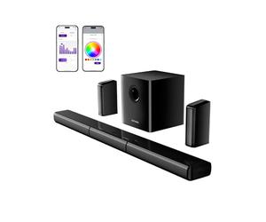 ULTIMEA 7.1ch Virtuelle Barre de Son TV, Barre de Son avec 2 Haut-parleurs Surround, Système de Son Surround pour TV avec RGB, 6.5" Subwoofer, Puissance de Crête 410W, App, HDMI, Apollo S70 Ultra