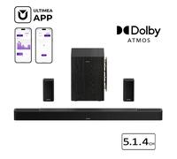 Ultimea Barre de son 5.1.4 avce Dolby Atmos - Caisson de Basses san Fil - Son Surround Virtuel pour Home Cinéma - Série Skywave
