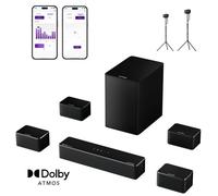 ULTIMEA Barre de Son Dolby Atmos 7.1 avec Caisson de Basses et Supports d'Enceintes - Poseidon D80 Boom+Steady 310 (deux paires)