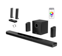 ULTIMEA Barre de Son TV 9.1 canaux avec 2 Enceintes arrière, système détachable, Caisson de Basses 6,5″, Barre de Son RGB, 470W en Puissance de crête, HDMI/Opt/AUX/BT, Apollo S90