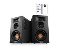 ULTIMEA Enceintes Bibliothèque Actives 3 Voies avec Woofer 5,25'', 70W RMS, App, Edge Horn & BassMX, Sortie SUB & HDMI Arc pour Home Cinéma, PC, Bluetooth 6.0, Auracast, Design sans Grille, BS-3