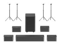 Ultimea Poseidon D80 Barre de son 7.1 + 2 paires de supports d'enceintes Steady 300,Dolby Atmos, puissance de crête de 460W, contrôle par application,paramètres d'égaliseur 10 bandes,Bluetooth 5.3