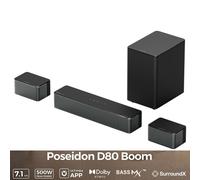Ultimea Poseidon D80 Boom Barre de son 7.1 avec caisson de basses,Dolby Atmos,puissance de crête de 500W,contrôle via application,égaliseur 10 bandes,121 matrices d'égalisation prédéfinies