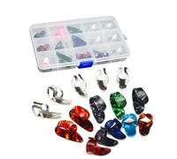 ULTNICE 15pcs Finger Pick pouce Pick Set médiators avec boîte de rangement cas de grille 15