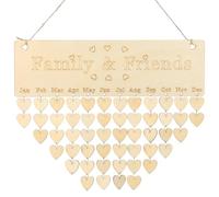 ULTNICE Famille Amis Anniversaire Rappel Calendrier Plaque en Bois Tableau avec étiquettes pour décoration de la Maison
