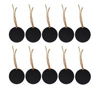 ULTNICE Lot de 10 mini tableaux noirs ronds double face avec corde de chanvre pour décoration de maison, mariage, pendentif, accessoires de bricolage