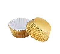 ULTNICE Lot de 100 caissettes en aluminium pour muffins, cupcakes, gâteaux (dorées)