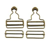 ULTNICE Lot de 2 ensembles de salopettes de rechange en métal avec boucle coulissante pour porte-jarretelles pantalon sacs à main vestes Jumpsuits enfants 38 mm Bronze