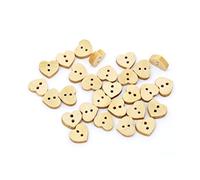 ULTNICE Lot de 200 boutons en bois avec 2 trous en forme de cœur pour bricolage, scrapbooking, couture, artisanat