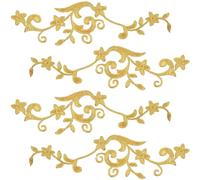 ULTNICE Lot de 5 paires d'écussons brodés à coudre ou à repasser Motif fleurs Doré