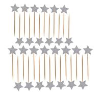 ULTNICE Lot de 50 décorations de gâteau en forme d'étoiles - Paillettes - Pour anniversaire - Argenté
