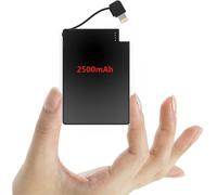 Ultra Compact External Battery 2500mah, Lightweight 57g, Power Bank With Iphone Compatible Cable, Ultra-Thin And Easy To Carry External Charger.