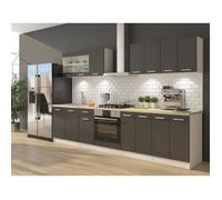 Ultra Cuisine Complete Avec Meuble Four Et Plan De Travail Inclus L 300 Cm - Gris Mat Gris