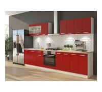 ULTRA Cuisine complete avec meuble four et plan de travail inclus L 300 cm - Rouge mat