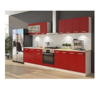 ULTRA Cuisine complète avec meuble four et plan de travail inclus L 300 cm - Rouge mat