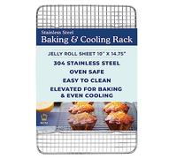 Ultra Cuisine Grille de refroidissement 100 % acier inoxydable pour la cuisson - Compatible avec les demi-plaques de cuisson - Passe au four - Qualité commerciale robuste
