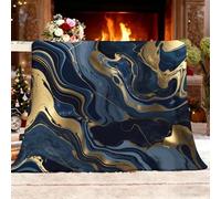 Ultra Douce et Duveteuse Couverture Douillette 100x130 cm Lignes Fluides Abstraites Lavable à sans rétrécissement ni Peluches Bleu Couverture Chaude Décoration d'intérieur Plaid Polaire