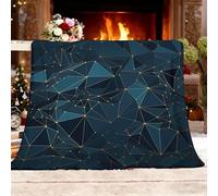Ultra Douce et Duveteuse Couverture Douillette 100x130 cm Lignes GéOméTriques Abstraites Lavable à sans rétrécissement ni Peluches Bleu Foncé Couverture Chaude Décoration d'intérieur Plaid Polaire