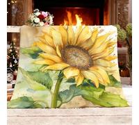 Ultra Douce et Duveteuse Couverture Douillette 100x130 cm Planter du Tournesol Lavable à sans rétrécissement ni Peluches Jaune Couverture Chaude Décoration d'intérieur Plaid Polaire