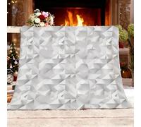Ultra Douce et Duveteuse Couverture Douillette 140x180 cm GéOméTrie du Losange Ordonné Lavable à sans rétrécissement ni Peluches Blanc Couverture Chaude Décoration d'intérieur Plaid Polaire