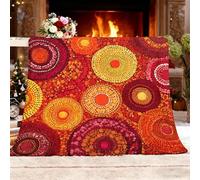 Ultra Douce et Duveteuse Couverture Douillette 150x200 cm Style Ethnique Art Lavable à sans rétrécissement ni Peluches Rouge Couverture Chaude Décoration d'intérieur Plaid Polaire