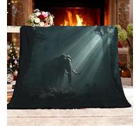Ultra Douce et Duveteuse Couverture Douillette 150x200 cm ThèMe De L'éLéPhant De ForêT Lavable à sans rétrécissement ni Peluches Vert Couverture Chaude Décoration d'intérieur Plaid Polaire