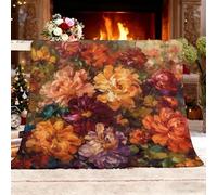 Ultra Douce et Duveteuse Couverture Douillette 180x200 cm Fleurs ColoréEs Lavable à sans rétrécissement ni Peluches Couleur Couverture Chaude Décoration d'intérieur Plaid Polaire