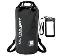 Ultra Dry Adventurer Sac étanche de qualité supérieure avec Sac de téléphone étanche et Bretelles rembourrées Inclus, Parfait pour Le Kayak, Le canoë, la pêche, Le Rafting, la Natation, Noir, 30L