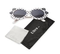 Ultra Enfants Filles Lunettes de Soleil pour Tout-petits et Juniors et Pochette de Transport Chiffon de Nettoyage - Nuances amusantes avec Nœuds et Cœurs - Protection UV400- Jusqu'à 7 ans - Blanc