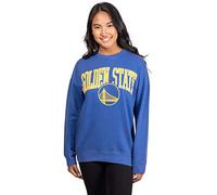 Ultra Game NBA Official Femme Extra Soft Fleece Distressed Oversized Sweatshirt, Golden State Warriors, Team Color, Small