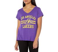Ultra Game V-Neck Relaxed Short Sleeve Tee Shirt NBA à Manches Courtes pour Femme, Coupe décontractée, Couleurs de l'équipe, Brooklyn Nets, Violet, L