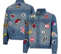 Ultra Game Veste en jean vieilli avec logos des équipes de la NBA pour homme, sous licence officielle de la NBA