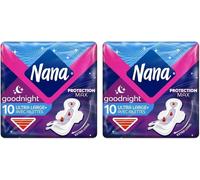 Ultra Goodnight Large Serviettes Hygiéniques Avec Ailettes - 10 Unités (Lot De 2)