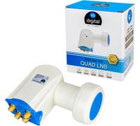 Ultra HD Quad LNB Blanc-UHD 4K Full HD DVB-S/S2-Facteur de bruit de 0,1 dB-pour quatre récepteurs satellite (connexion directe)-Contacts dorés-Protection contre les intempéries
