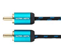 Ultra HDTV RCA Subwoofer Càble - 2m Cinch 1x fiche Mâle vers 1x fiche Mâle, Connecteurs Dorés, Càble Audio pour Subwoofer, AV Receiver, Amplificateur, Home Cinema, etc.