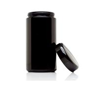 ULTRA JARS Pot en verre ultraviolet à large ouverture de 500 ml avec couvercle à vis noir - Hermétique | Anti-fuite | Conteneur de stockage UV | Bidon rechargeable