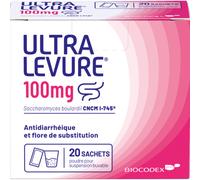 Ultra Levure 100mg Saccharomyces Boulardii Poudre Pour Suspension Buvable 20 Sachets