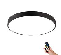 Ultra-mince LED Plafonnier Dimmable Salon Rond Panneau Luminaire Ø80cm 72W LED Plafonnier noir fer Moderne acrylique Eclairage de plafond avec télécommande pour bureau chambre cuisine salle à manger