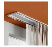 Ultra-mince Rails de Rideau au Plafond à Rideaux à Double Tringle de Rideaux à Rails à Double Rangée, 70-630cm Rails Plafond Rideau Aluminium avec Galets Silencieux(Champagne,170cm/5.6ft (2*85cm))
