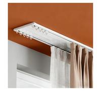 Ultra-mince Rails de Rideau au Plafond à Rideaux à Double Tringle de Rideaux à Rails à Double Rangée, 70-630cm Rails Plafond Rideau Aluminium avec Galets Silencieux(Blanc,170cm/5.6ft (2*85cm))