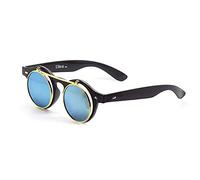 Ultra Monture Noire Verres Bleu Clair Lunettes Flip Up Lunette De Soleil Homme Lunette de Soleil Femme Steampunk Rondes Lunette Retro Femmes Hommes Victorien Punk UV400 Unisex Steampunk Glasses