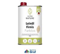 Ultra Nature Huile de Lin Vernis Traitement Bois pour Intérieur Incolore, 0,5 L