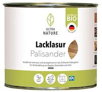 ULTRA NATURE Lasure de vernis 0,375 l, palissandre, végétalien, biologique, sans solvant, brillance soyeuse, lasure pour bois