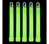 Ultra Pack de 5 Vert Bâtons Lumineux Fluorescents 6" Tube Neon Couleur Baton Lumineux Fluo Festival Accessoire Accessoire de Camping Leurre de Pêche UV Glow Baton Fluo Gros Baton Lumineux