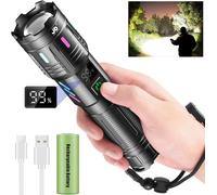 Ultra Powerful 10000000 Lumens Rechargeable Long Range Led Torch 5 Lighting Modes Zoomable